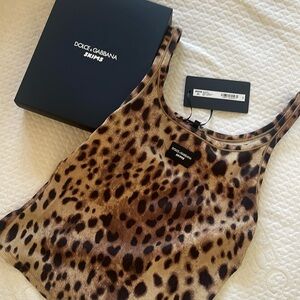 Dolce&GabbanaXSkims ribbed leopard print tank